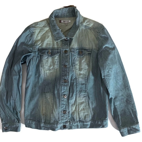 Jennifer Lopez Crackle denim jacket - Picture 2 of 6